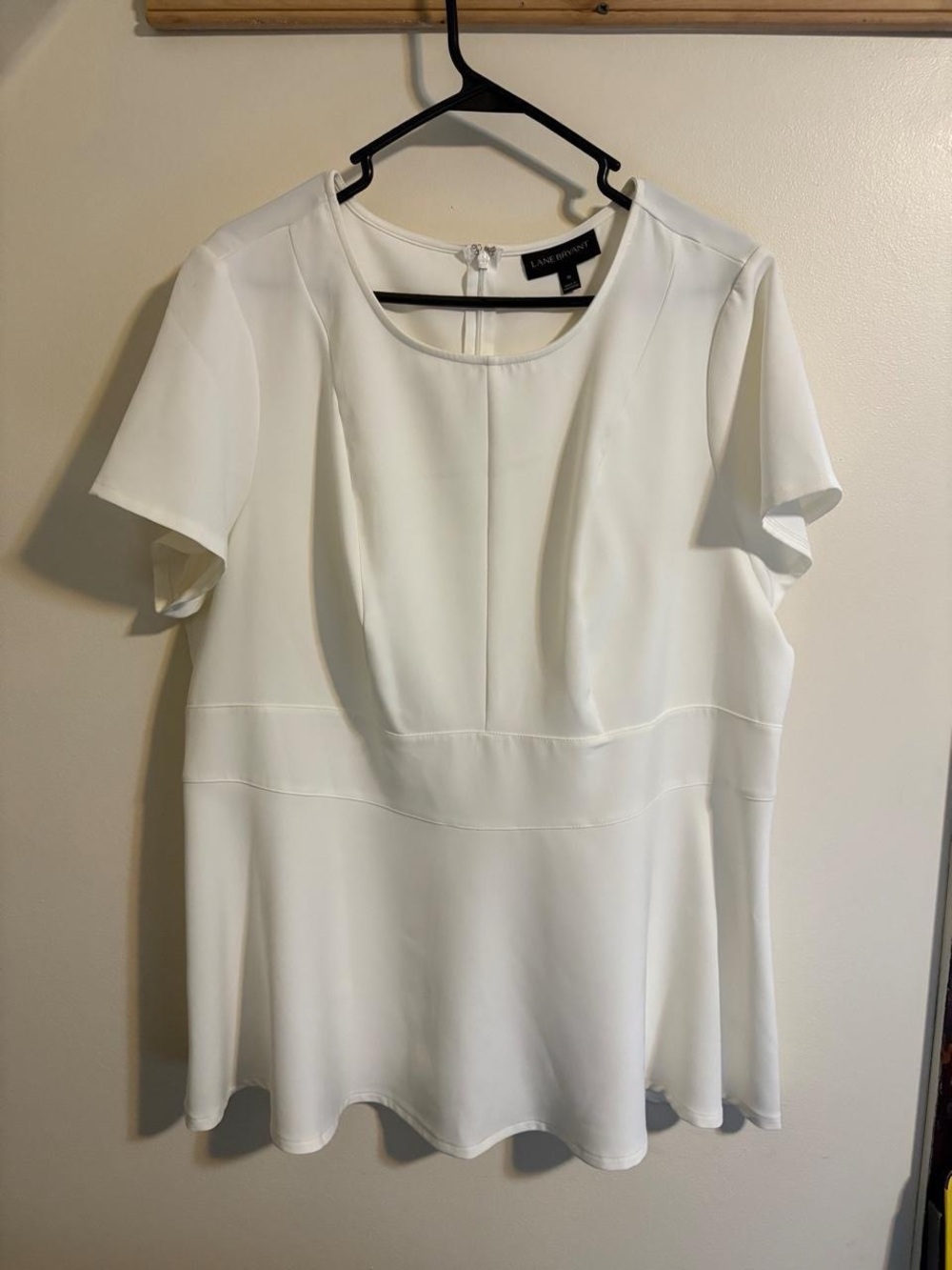 Lane Bryant White Short-Sleeve Peplum Blouse